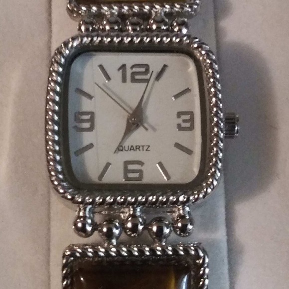 Ladies Quartz Tigers Eye Watch & Bracelet Set - Picture 2 of 6